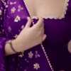 heavy purple anarkali set with embroidered dupatta - Image 2