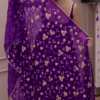 heavy purple anarkali set with embroidered dupatta - Image 3