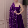 heavy purple anarkali set with embroidered dupatta - Image 5